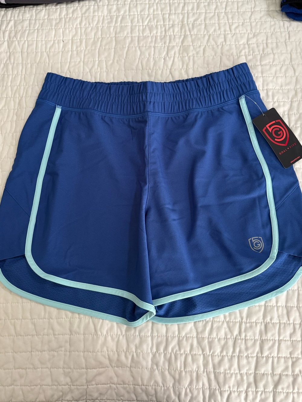 Goal+Five Women’s Athletic Blue Shorts with Light Blue Trim